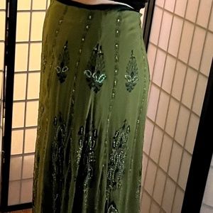 Soft Surroundings Green Long Flowing Skirt